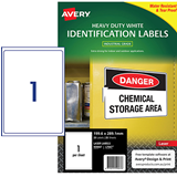 Avery White Heavy Duty Labels 199.6mm x 289.1mm  Laser, Extra Strong Permanent 1 Per sheet 25 Sheets, L7067